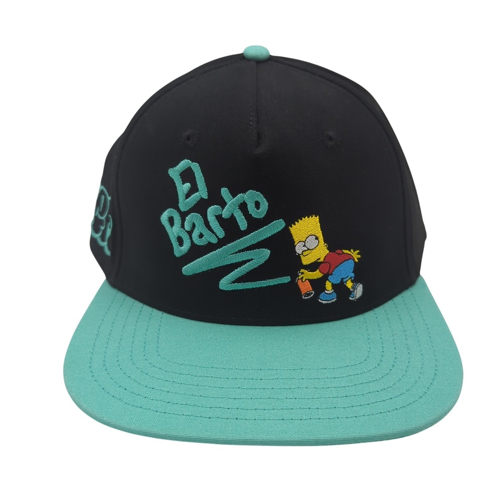 Neff x The Simpsons El Barto Bart Simpson Snapback‎ Hat Black Teal Graffiti Cap